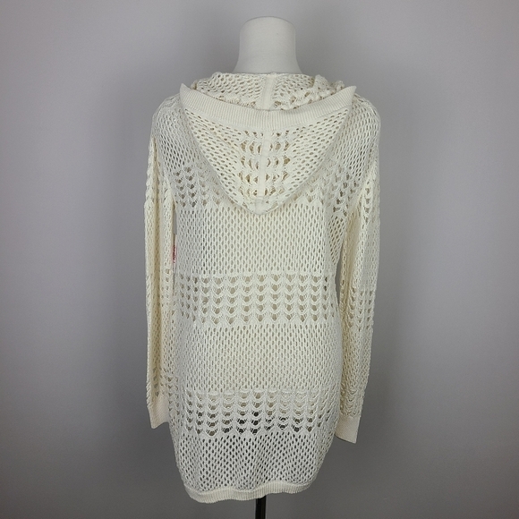 JUSTICE Girls Cream Hooded Open Knit Cardigan Sweater Size 12 - Picture 13 of 15